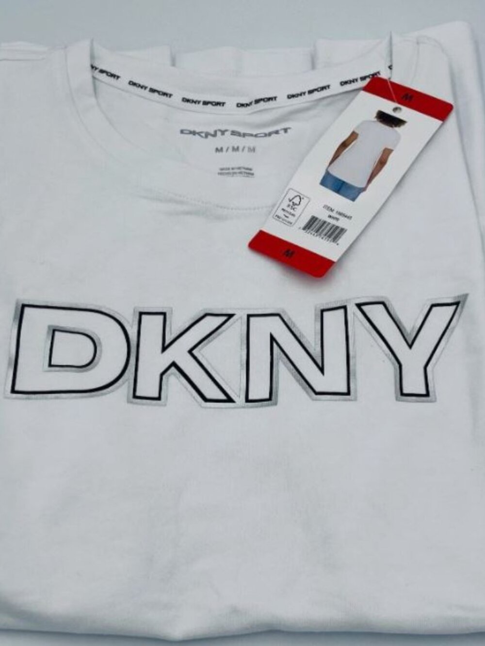 DKNY Sport Women’s White Graphic T-Shirt Cotton Blend Short Sleeve Size M - Picture 2 of 5